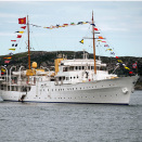 Gonagas Harald ja Dronnet Sonja geavaheaba Gonagasskiippa dán mátkkis.  (Foto: Ned Alley / NTB scanpix)