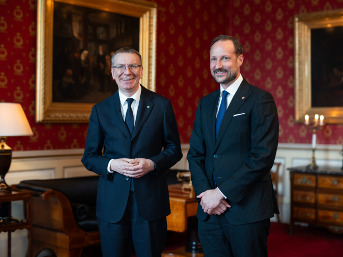 Kronprins Haakon tok imot president Edgars Rinkēvičs i audiens. Foto: Ola Vatn, Det kongelege hoffet