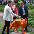 Den andre skulpturen som ble avduket var "Geometrisk rev", tegnet av Sofie Sollid Gjertsen, Setermoen skole. Foto: Lise Åserud, NTB scanpix