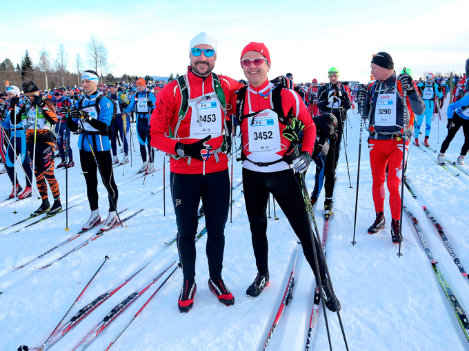 Ruvdnaprinsa Haakon ja Ruvdnaprinsa Frederik  ovdalaš go čuoigáiga 2017  Birkebeinerčuoigama. Govva: Geir Olsen / Birken / NTB Scanpix