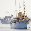 I juni 2023 brukte Kongeparet "Norge" som base under sitt besøk til Danmark. Kongeskipene Dannebrog og Norge ankom Århus sammen. Foto: Mikkel Berg Pedersen / Scanpix 