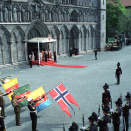 Gonagas Majestehta Garde dearvvaha Gonagasbárra Nidarosdomen olggobealde (Govva: Gorm Kallestad NTB / Scanpix)