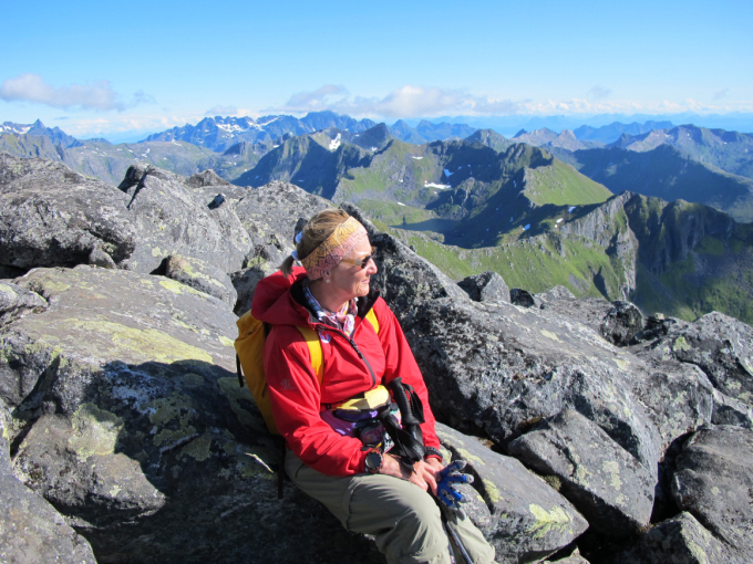 Dronningen i Lofoten, på fottur over Matmora (788 moh) til Delp. Foto: Privat. 