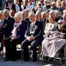 De fire medaljemottakerne hadde fått plass aller fremst blant de frammøtte. Foto: Liv Anette Luane, Det kongelige hoff