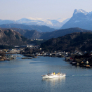 Kongeskipet ankommer Måløy, april 2019. Foto: Ivar Strømmen