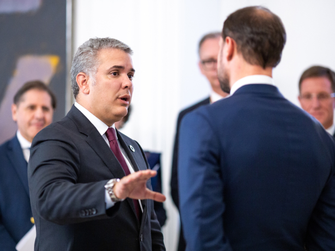 Kronprinsen i møte med President Iván Duque. Foto: FN-sambandet / Eivind Oskarson
